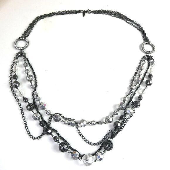 NY New York & Co. Company Multi Strand Beaded Statement Necklace Plus Size 33" - Picture 1 of 10